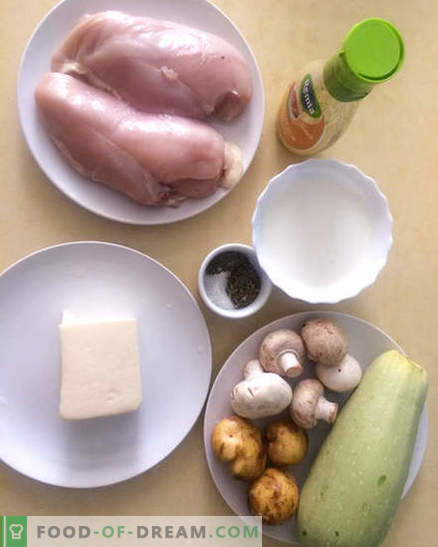 Hühnerbrust in einer cremigen Käsesoße mit Gemüse - Rezept mit Fotos
