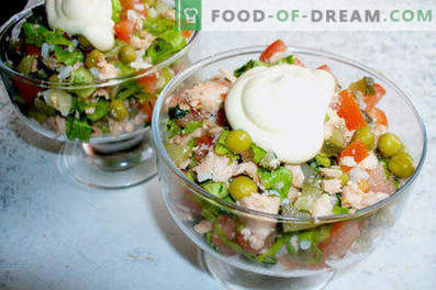 Salade van gekookte vis - recepten voor weekdagen en feestdagen