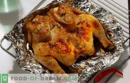 Geurige en sappige kip in folie in de oven - snel, eenvoudig en smakelijk. Kip in folie in de oven koken - stap voor stap recepten