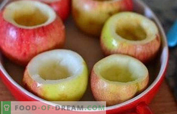 Appels bakken in de magnetron, met suiker, voor een kind, met cottage cheese