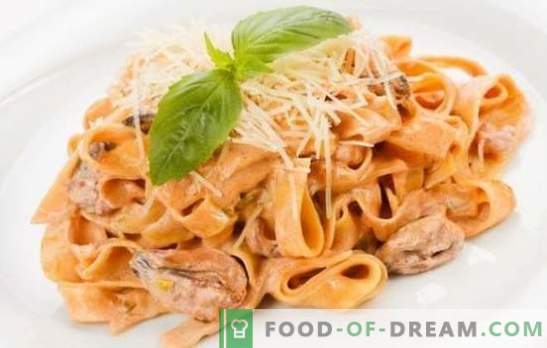 Pasta met zeevruchten in roomsaus - een delicate smaak van Italië! Bewezen pasta-recepten met zeevruchten in roomsaus