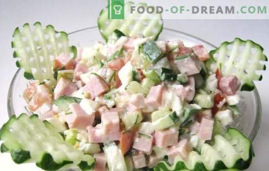 Salade met ham en komkommer: recepten - gevarieerd, snel en smakelijk. Nieuwe ideeën lichte salades met ham en komkommer