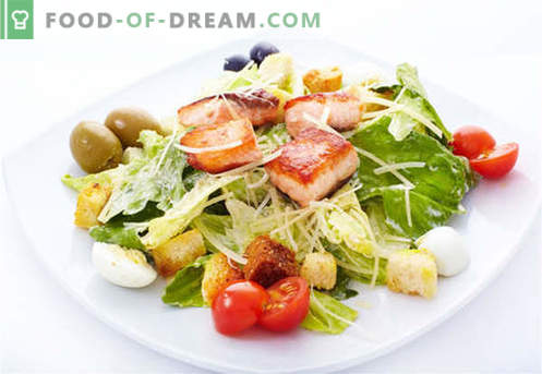 Caesarsalade met zalm - de juiste recepten. Snel en smakelijk koken Caesarsalade met zalm.