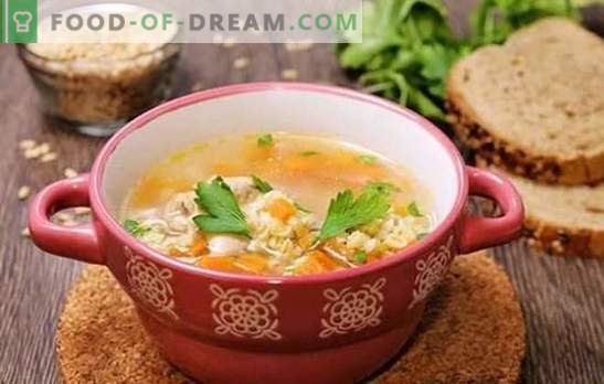 Kippenbouillon parelgort - rijke smaak van voedzaam voedsel. Recepten soepen, soep en augurk in kippenbouillon met gerst