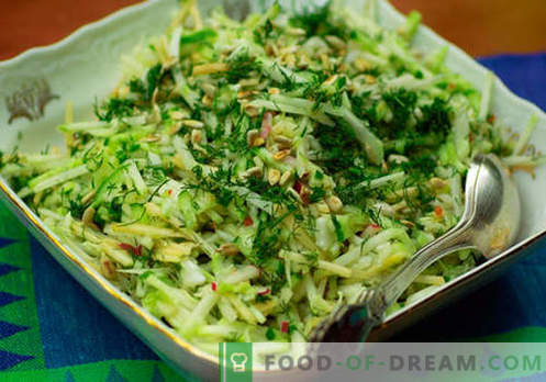 Verse komkommersalade - een selectie van de beste recepten. Hoe goed en smakelijk een salade bereiden met verse komkommer.