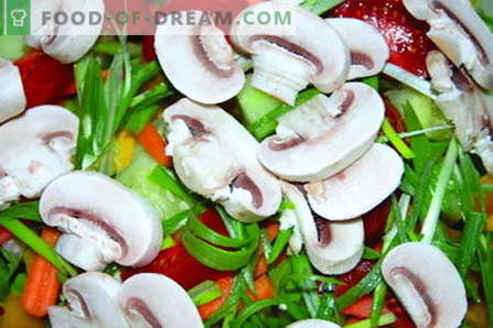 Salades met champignons - de beste recepten. Hoe goed en smakelijk champignonsalades bereiden.