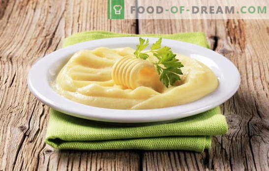 Eipuree is een andere manier om een ​​populair bijgerecht te maken. Aardappelpuree met ei, met melk en ei, met boter en ei