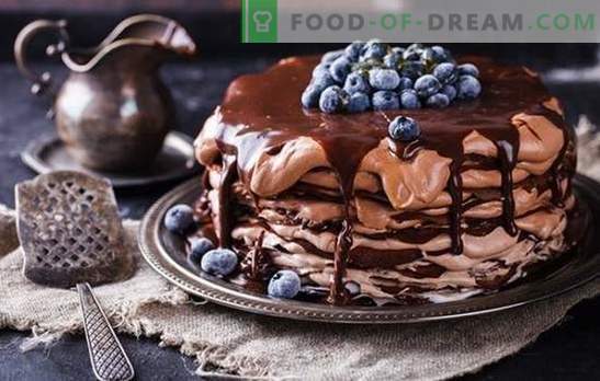 Pannenkoeken met chocoladekoekjes - een traktatie uit de pan! Recepten van eenvoudige en feestelijke chocoladekoekjes met verschillende crèmes