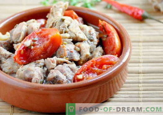 Vlees met tomaten - de beste recepten. Hoe je vlees op de juiste manier bereidt en kookt met tomaten.
