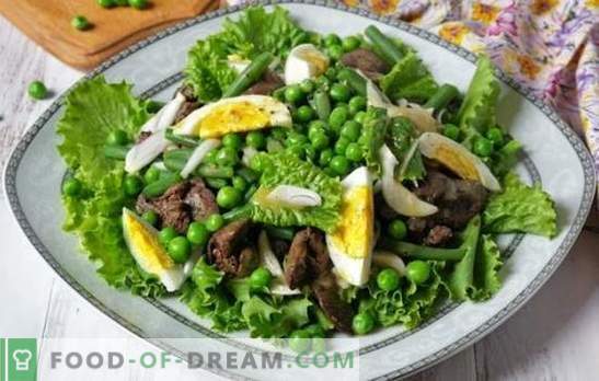 Voedende heerlijke salade met lever en bonen: bewezen recepten. Varianten van salade met lever en bonen, met en zonder mayonaise
