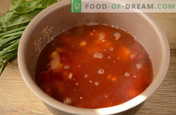 Groene borsch met tomatenpuree en bieten: een stap voor stap auteursrecept met een foto. De meest heerlijke soep van sorrel en bieten koken met tomatenpuree - deel de geheimen