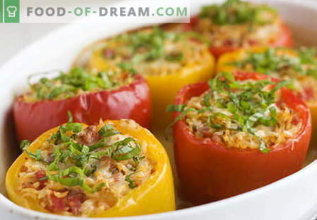 Paprika's gevuld met vlees zijn de beste recepten. Hoe gevulde pepers goed te bereiden en te koken.