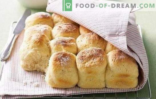 Recept voor gistvrije broodjes - ze zijn zo snel! Makkelijke en eenvoudige recepten voor broodjes zonder gist op melk, water, met eieren, zure room