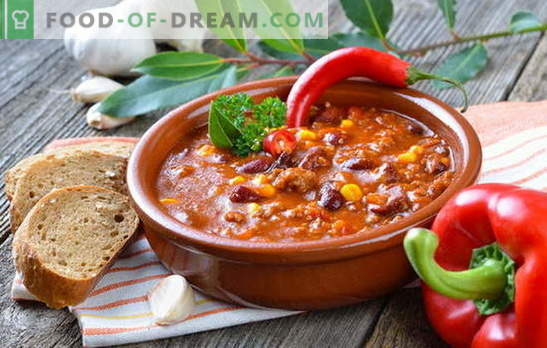 Mexicaanse soep - het diner is origineel! Recepten van verschillende Mexicaanse soepen: met maïs, bonen, gehakt, kip, rijst