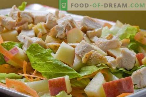 Kip- en appelsalades zijn de beste recepten. Hoe goed en smakelijk een salade van kip met appels bereiden.