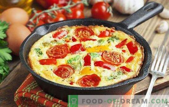 Omelet met groenten - een licht en gezond ontbijt. Een omelet koken met groenten in een koekenpan, in een slow cooker, oven en magnetron