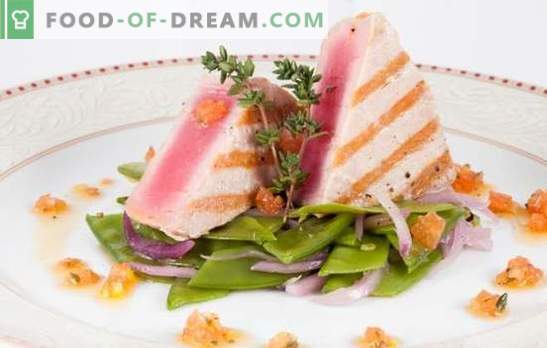 Tonijnsteak - gezond, smakelijk, smakelijk. Recepten voor tonijnsteak met kruiden, citroen, kaas, champignons en andere