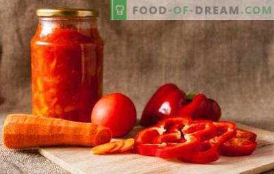 Het zal de kou verwarmen en een vonk toevoegen: adjika van tomaten en paprika's voor de winter. Traditionele en ongebruikelijke recepten van tomaten en paprika's voor de winter