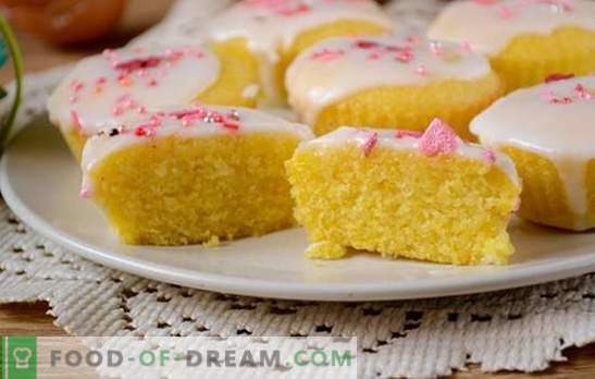 Maïsmeelmuffins: elegant zonnig dessert! Stapsrecept voor snelle maïsmuffins (met foto)