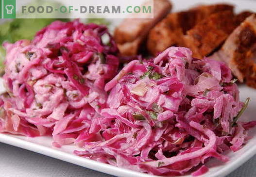 Rode koolsalade - de beste recepten. Hoe goed en smakelijk een salade van rode kool te bereiden.