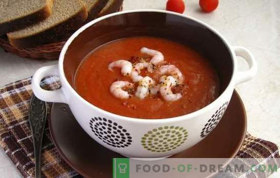 Tomatensoep met garnalen - een aromatische delicatesse. De beste recepten voor tomatensoep met garnalen en andere zeevruchten