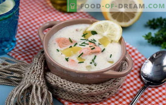 Heerlijke Finse soep koken: recepten. Finse soepen van verse, gefrituurde, gerookte en ingeblikte rode vis