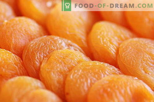 Gedroogde abrikozen - beschrijving, eigenschappen, gebruik bij het koken. Recepten met gedroogde abrikozen.