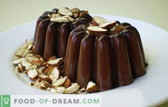 Chocoladegelei voor liefhebbers van eenvoudige recepten. Top 8 ideeën voor chocoladegelei: met wrongel, romige koekjes, pompoen