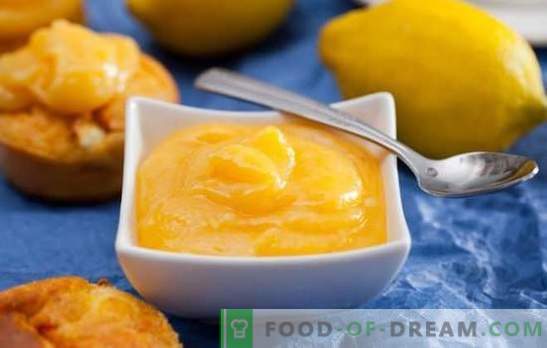 Lemon Kurd - geweldige citruscrème. Ideale recepten op smaak gebrachte citroen-Koerden voor het ontbijt, bakken, desserts
