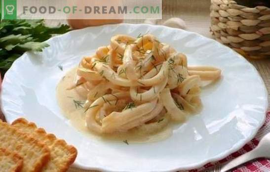 Pijlinktvissen in een romige saus - de zachtste combinatie! Recepten sappige calamares in een romige saus met kaas, champignons, wijn, olijven, tomaten