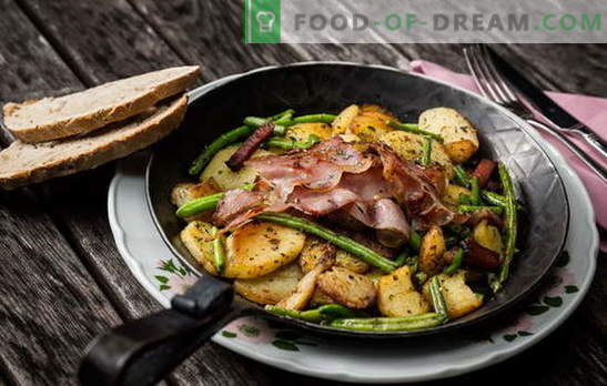 Aardappelen met vlees in de pan - een traditie! De beste recepten van gebakken aardappelen met vlees in een pan: met gehakt, zure room, groenten