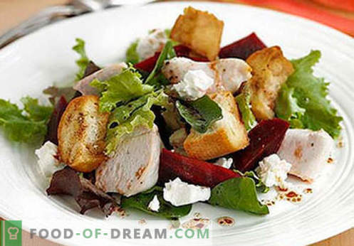 Salades met gerookte kippenborst - de vijf beste recepten. Hoe goed en lekker salades bereiden van gerookte kippenborsten.