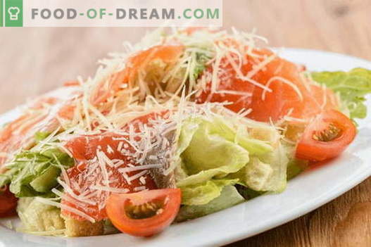Salade met zalm en kaas - de juiste recepten. Snel en smakelijke kooksalade met zalm en kaas.