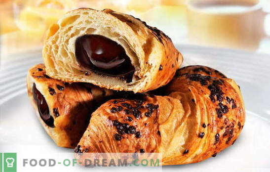 Croissants met chocolade - elke ochtend zal goed zijn! De beste recepten voor croissants met chocolade van zelfgemaakte en aangekochte deeg
