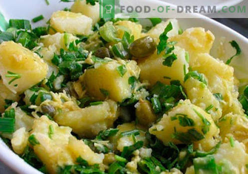Aardappelsalade - bewezen kookrecepten. Hoe aardappelsalade te koken.