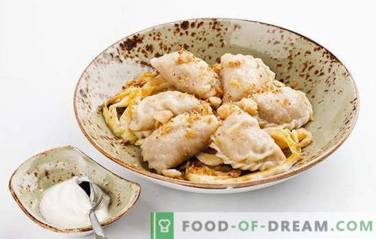 Dumplings met kool - een winstgevende maaltijd! Diverse recepten van dumplings met kool en aardappelen, spek, champignons, vlees, lever