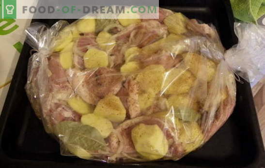 Bak aardappelen met vlees in de mouwen: recepten voor lui? Sappig, blozend, pittig en 