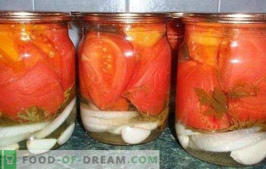 Tomaten met plakjes knoflook - een eenvoudige oplossing voor een smakelijke bereiding voor toekomstig gebruik. Verschillende recepten voor de bereiding van tomaten in knoflookteentjes