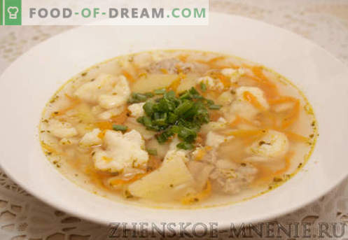 Soep met dumplings - een recept met foto's en stapsgewijze beschrijving