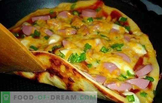 Recept voor pizza in de pan - origineel! De beste pizza-recepten in een pan met gist, vloeibaar of aardappeldeeg