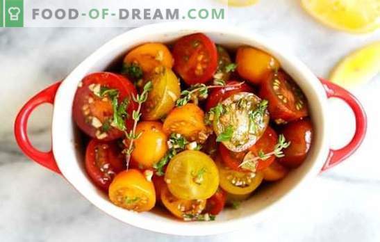 Lichtzoute tomaten in een verpakking: een snel recept voor een heerlijke snack. Instant recepten van gezouten tomaten in het pakket