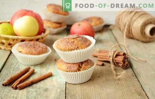 Muffins met appels - kook snel, worden meteen gegeten! Simpele recepten van boter en dieetmuffins met appels