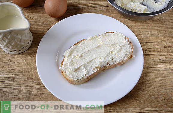 Croûtons au fromage blanc - une approche créative du petit-déjeuner! Une version rapide d'un beignet au fromage cottage ou d'un gâteau au fromage: des croûtons frits avec du fromage cottage