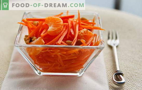Wortelsalades - eenvoudige recepten voor zonnige snacks! Eenvoudige wortelsalades met vlees, appels, noten, groenten