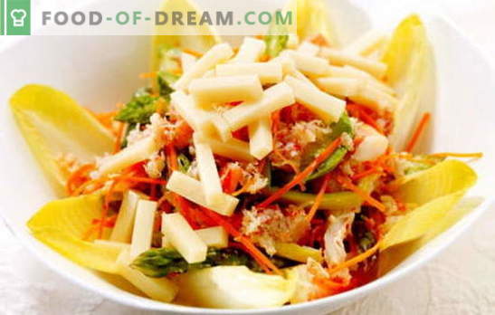 Salade met Koreaanse wortels en crackers: recepten. Thuis een heerlijke en hartelijke salade koken met Koreaanse wortels en crackers