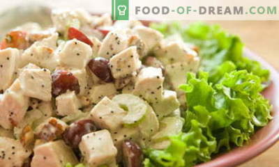 Salade met kip en druiven - de beste recepten. Hoe goed en smakelijk een kipsalade met druiven bereiden.