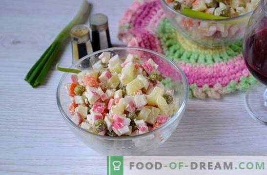 Salade met krabsticks en groene erwten: een universeel recept voor een vakantie en op weekdagen. Stapsgewijs recept voor het bereiden van een salade met krabsticks en erwten (foto)