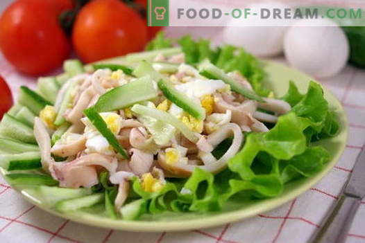 Squidsalades - de beste recepten. Hoe goed en lekker inktvis salades koken.