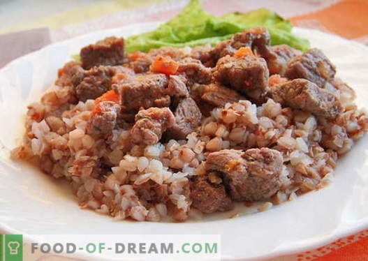 Trigo sarraceno con carne - las mejores recetas. Cómo asar adecuadamente y sabroso el alforfón cocido con carne.