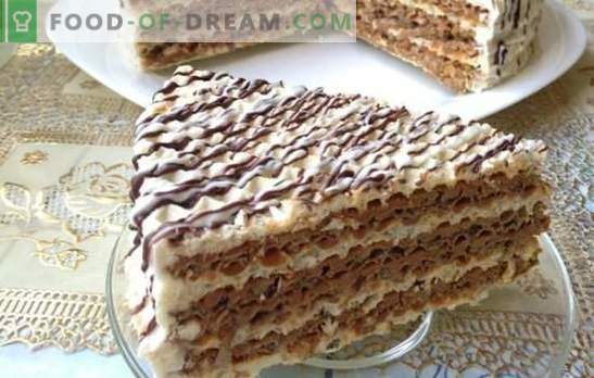 De wafeltaartcake is eenvoudig en smaakvol! Snelle wafelcakecakes met verschillende crèmes